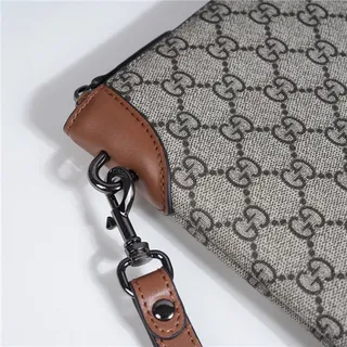Gucci GG Monogram Beige, Gris et Marron Cuir Pochette 13