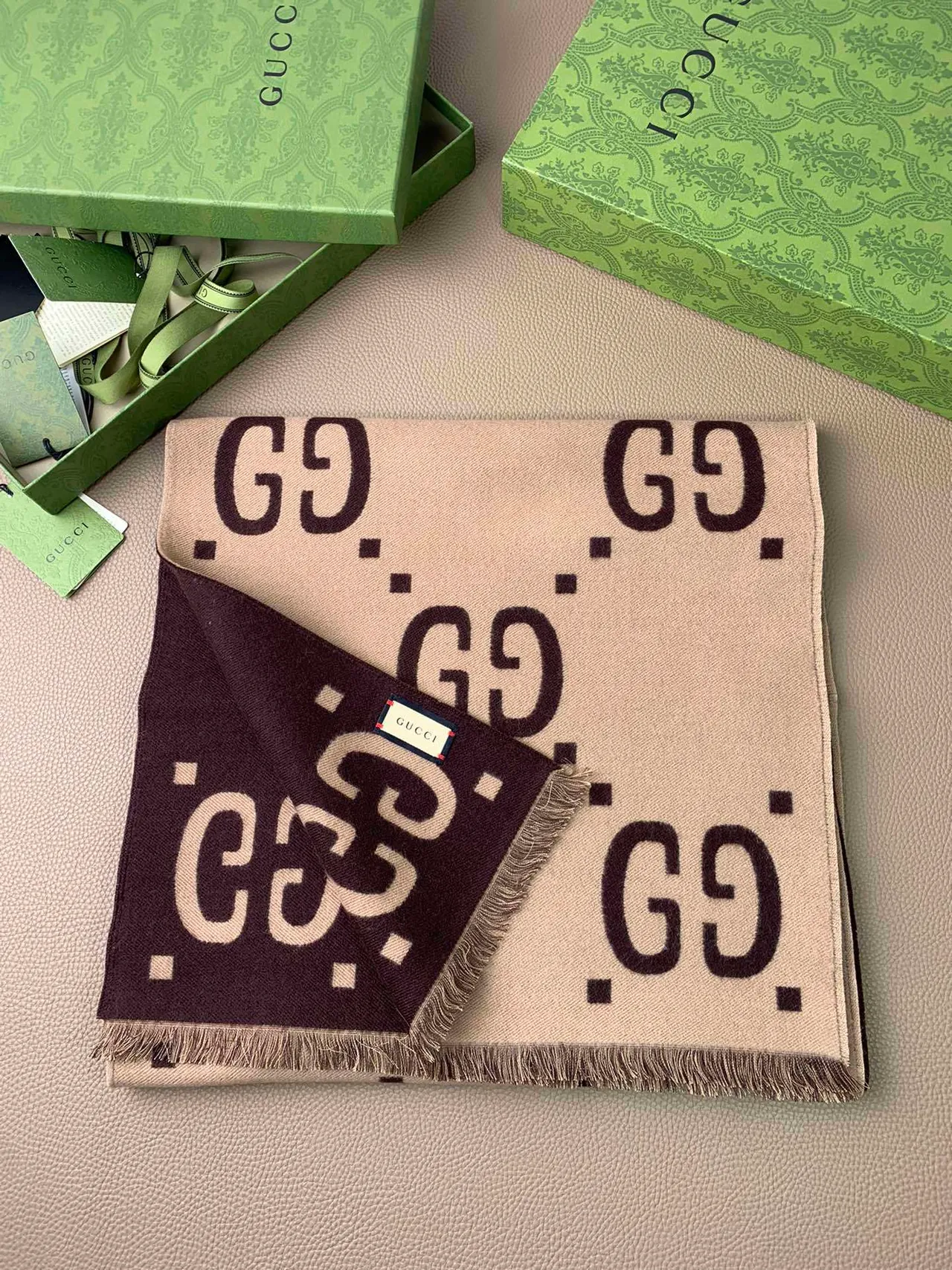 Gucci GG Monogram Double-Faced Cashmere Scarf 5