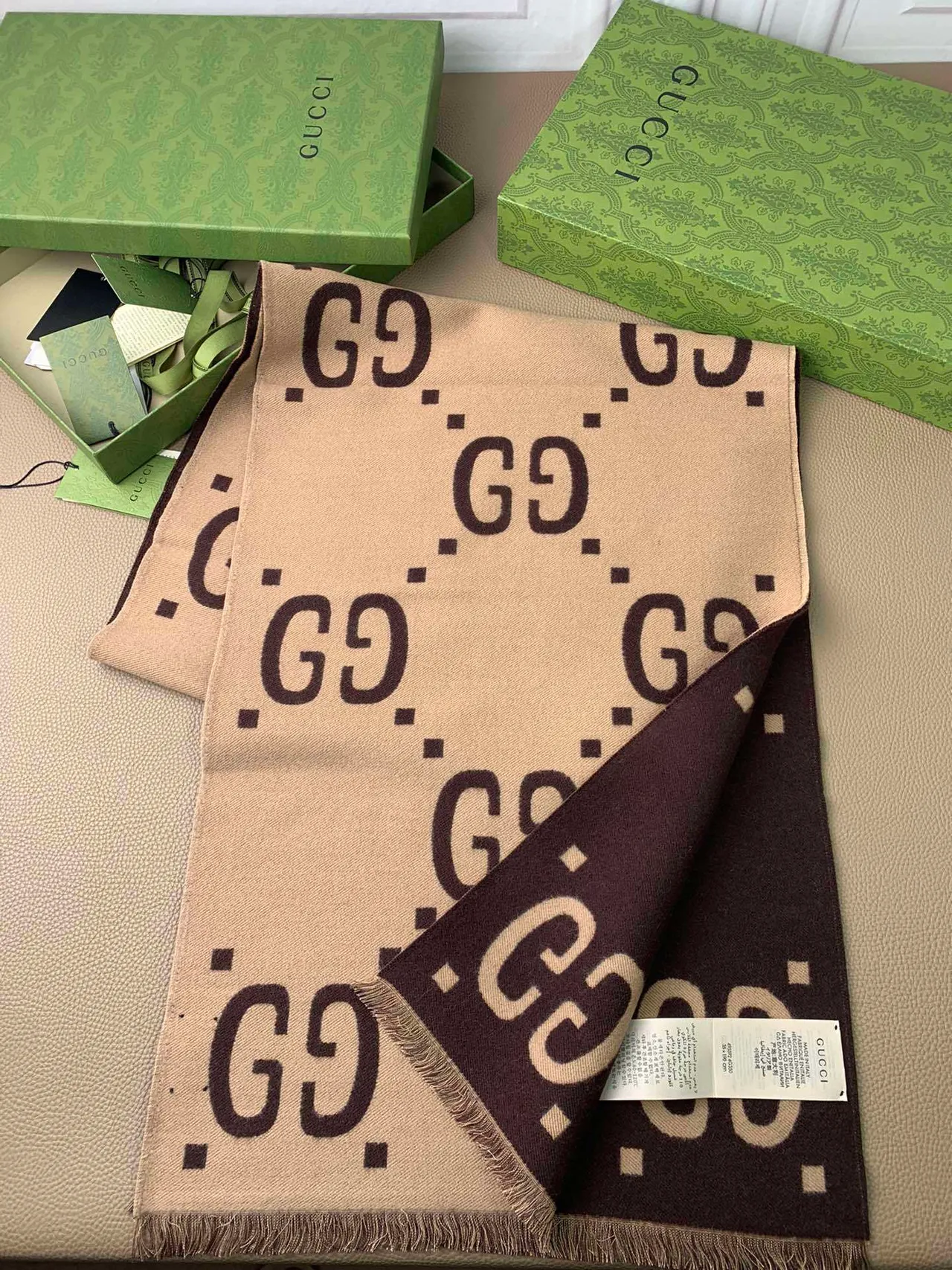 Gucci GG Monogram Double-Faced Cashmere Scarf 6