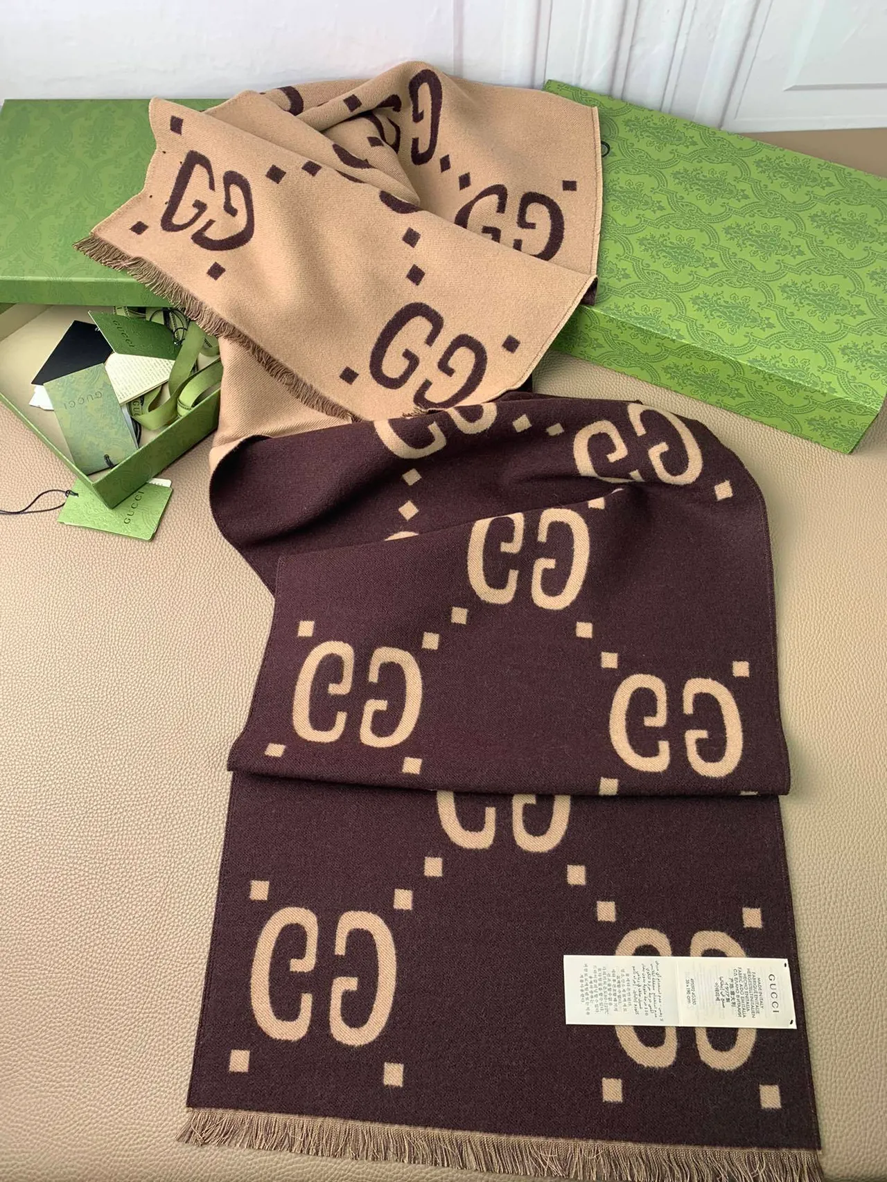 Gucci GG Monogram Double-Faced Cashmere Scarf 7