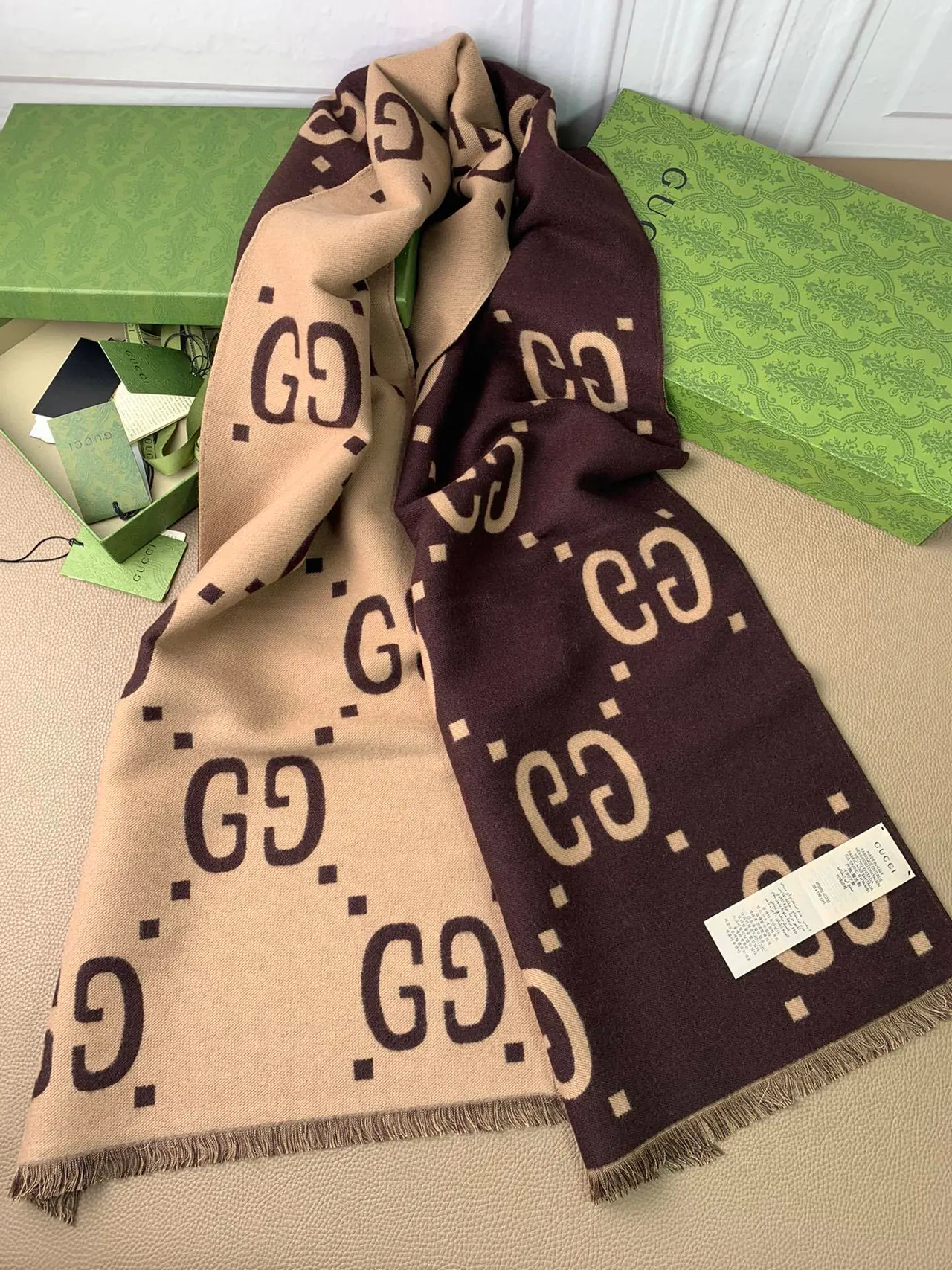 Gucci GG Monogram Double-Faced Cashmere Scarf 8