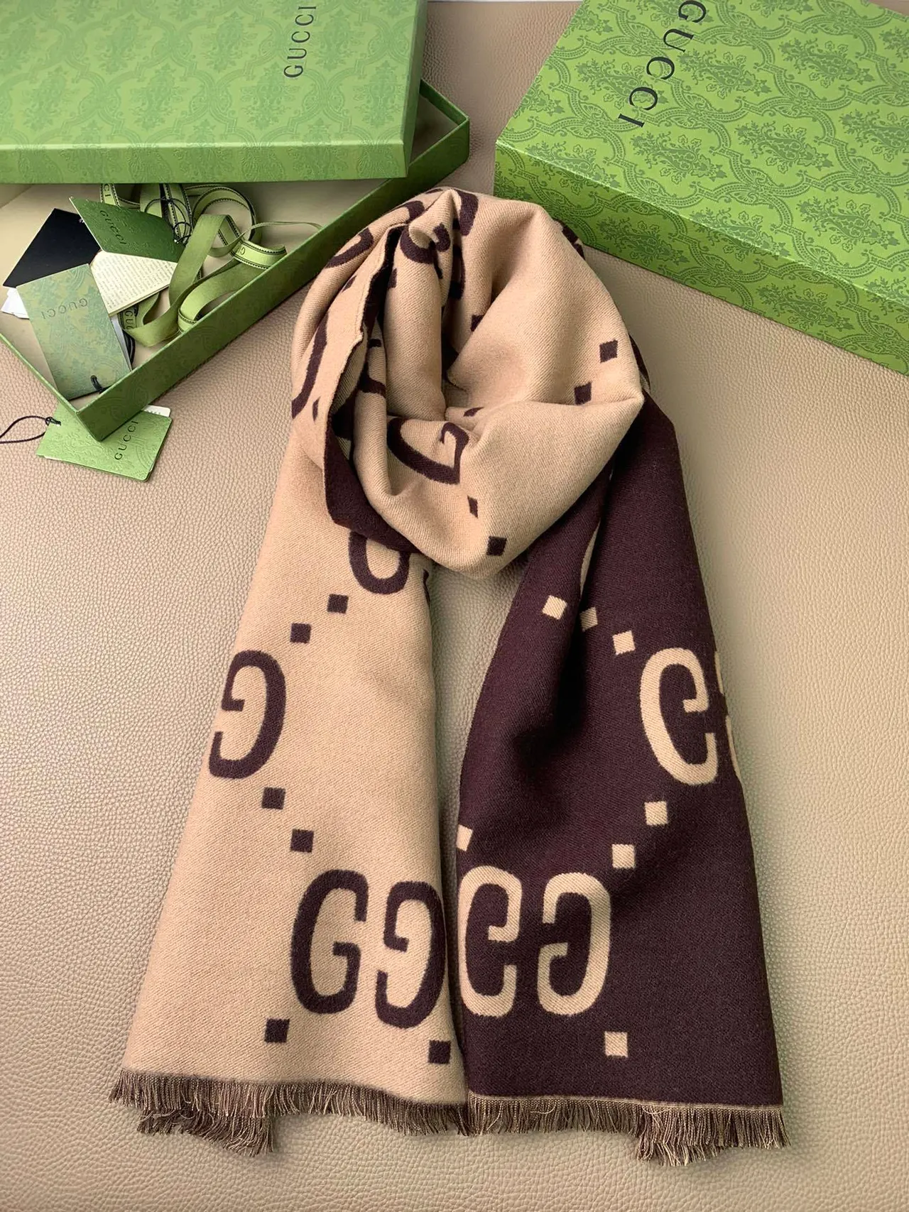 Gucci GG Monogram Double-Faced Cashmere Scarf 9