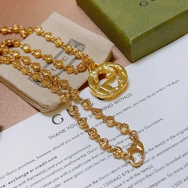 Gucci Gold Beaded Chain Necklace 3