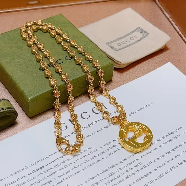 Gucci Gold Beaded Chain Necklace 4