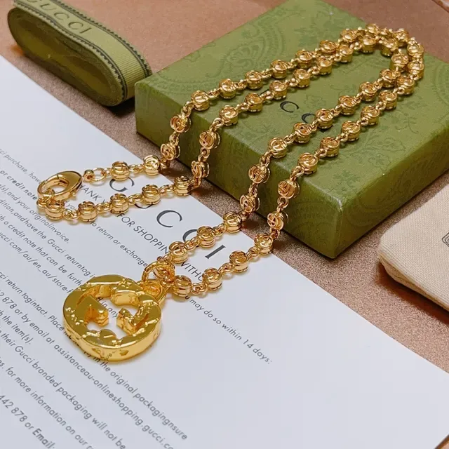 Gucci Gold Beaded Chain Necklace 7