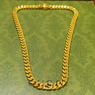 غوتشي سلسلة Curb-Link Chain Faceted Polished Links ذهبية قلادة
