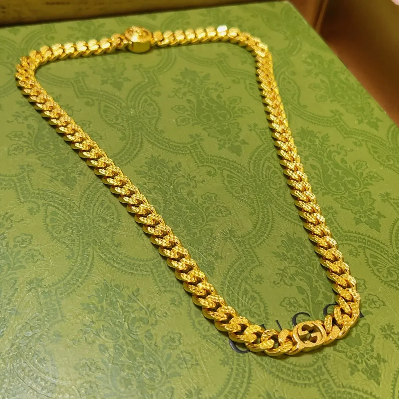 Gucci Chaîne Curb-Link Faceted Polished Links Or Collier 9