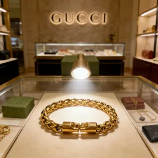 Pulsera Gucci Cadena Curb-Link de Tono Dorado con Broche Magnético