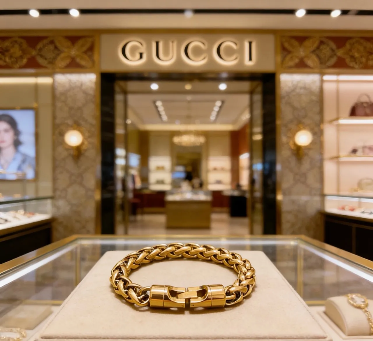 Gucci Gold-Tone Curb-Link Magnetic Clasp Bracelet 2