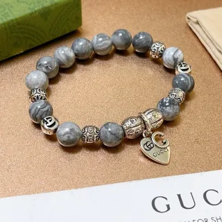 Gucci Pulsera con Piedras de Mármol Gris y Plata Charms de Metal