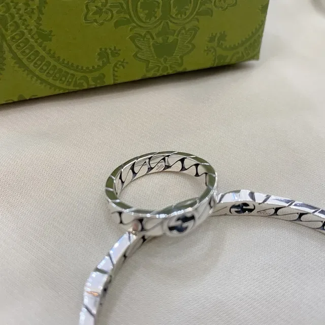 Gucci Grill Silver Black Twisted Chain-Link Interlocking G Logo Bracelet 3