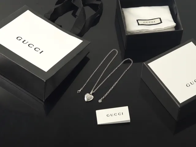 Gucci Heart Pendant Engraved Floral Butterfly Silver Necklace 8