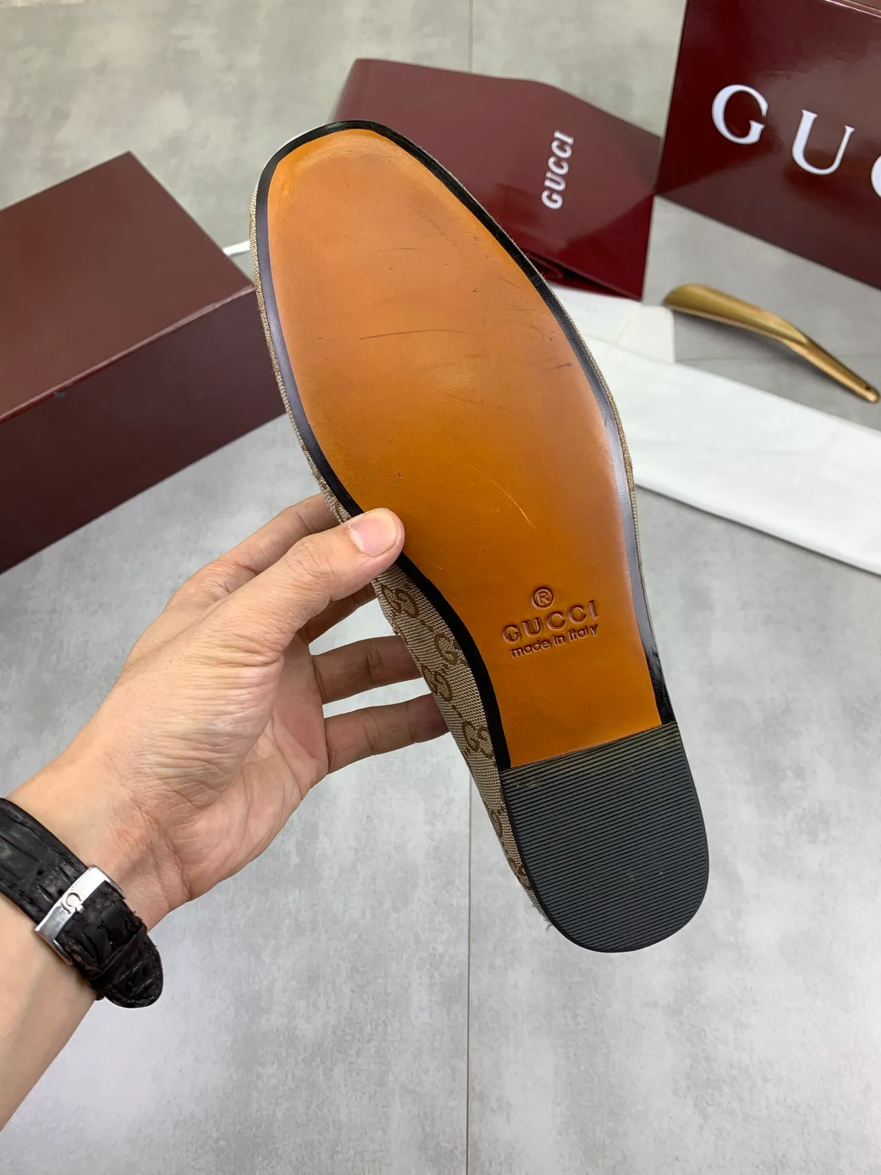 Gucci Horsebit 1955 Beige GG Monogram mocassins 3