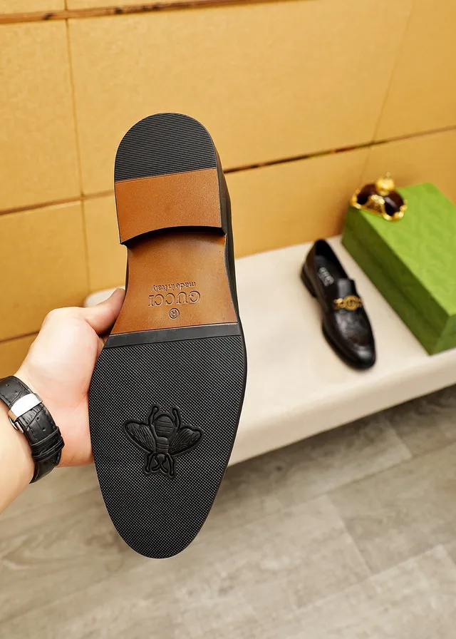 Gucci Horsebit 1955 Black Gold Embossed GG Monogram Buckle Loafer 3