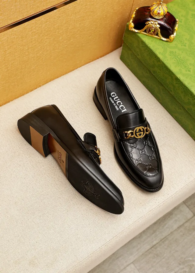Gucci Horsebit 1955 Black Gold Embossed GG Monogram Buckle Loafer 9