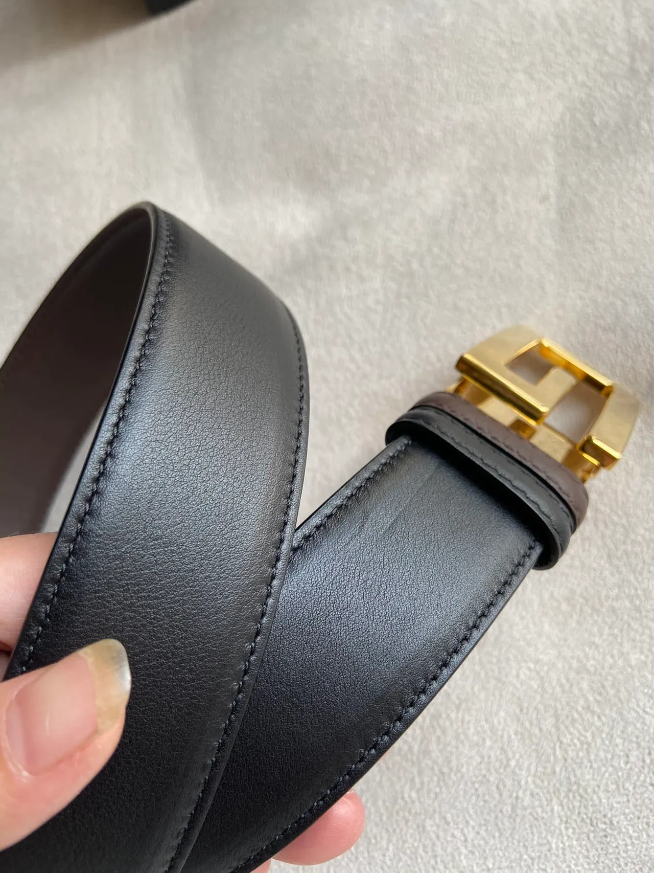 Gucci Horsebit 1955 Black Gold Interlocking G Buckle Smooth Leather Belt 2