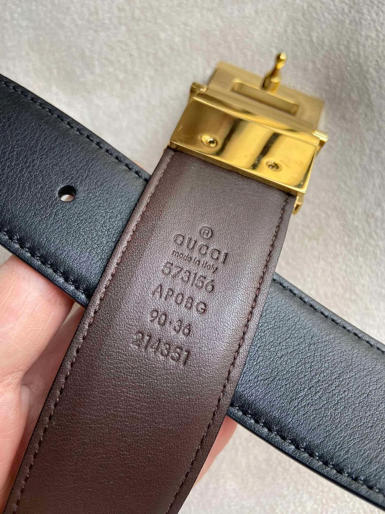 Gucci Horsebit 1955 Black Gold Interlocking G Buckle Smooth Leather Belt 3