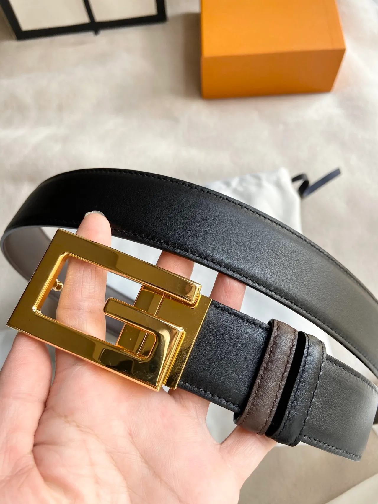 Gucci Horsebit 1955 Black Gold Interlocking G Buckle Smooth Leather Belt 6