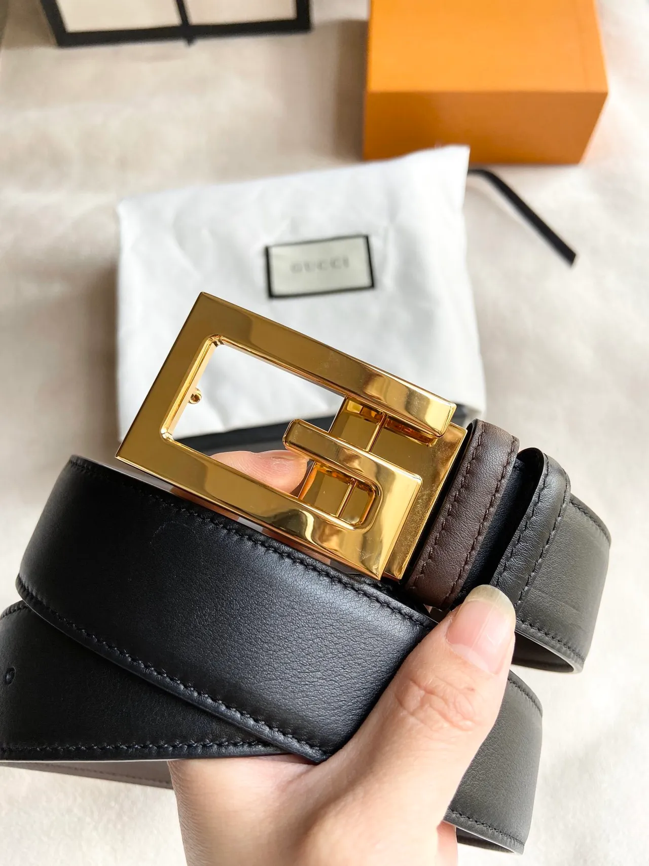 Gucci Horsebit 1955 Black Gold Interlocking G Buckle Smooth Leather Belt 8