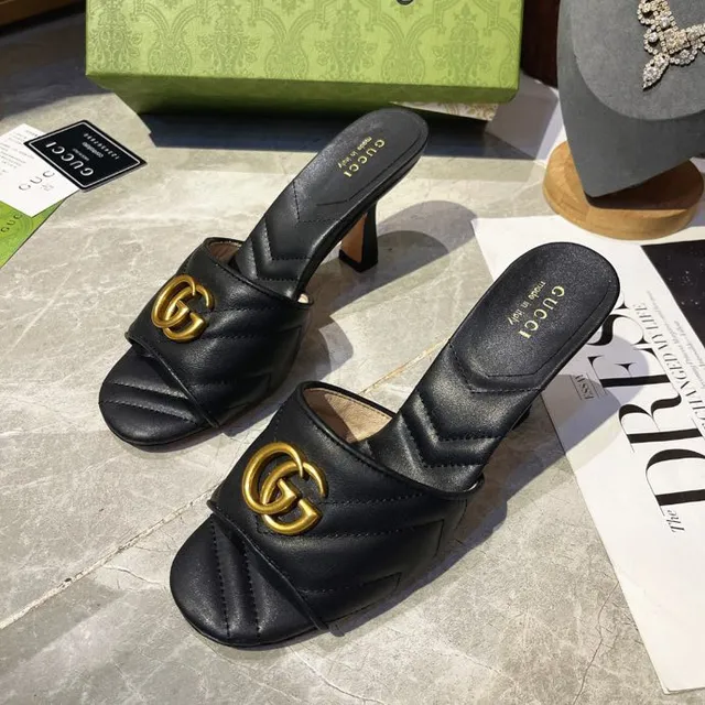 Gucci Horsebit 1955 Black Gold Quilted Leather Interlocking G Buckle Block Heel 4