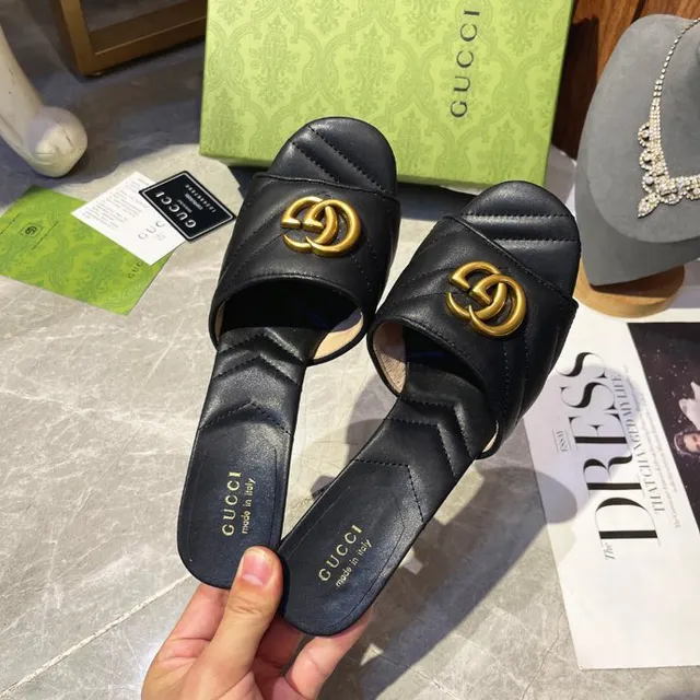 Gucci Horsebit 1955 Black Gold Quilted Leather Interlocking G Buckle Block Heel 5