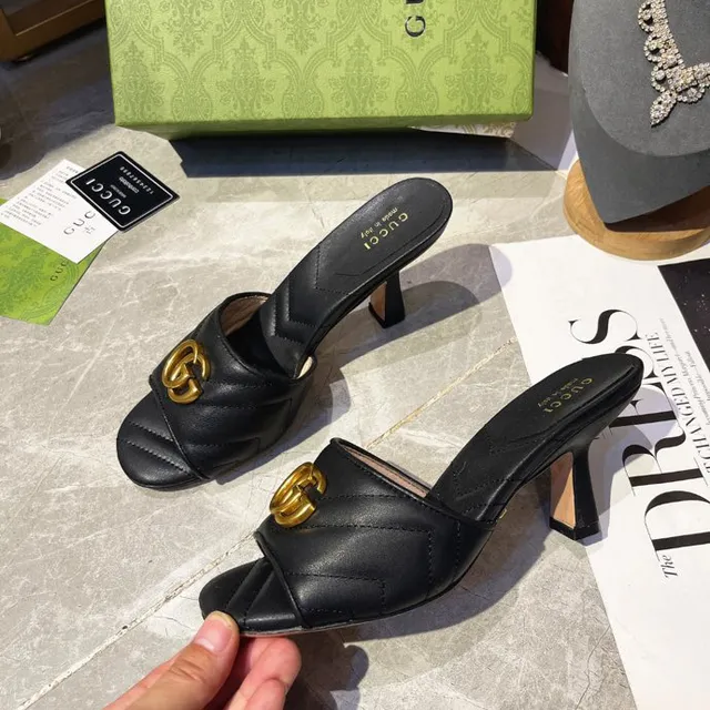 Gucci Horsebit 1955 Black Gold Quilted Leather Interlocking G Buckle Block Heel 6