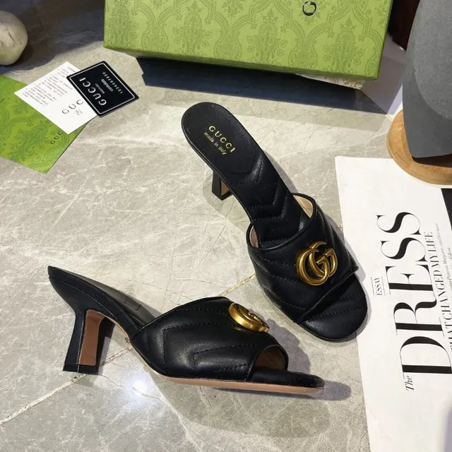 Gucci Horsebit 1955 Black Gold Quilted Leather Interlocking G Buckle Block Heel 7