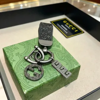 Gucci Horsebit 1955 Black Gray Metallic Dark Hardware Woven Leather Strap Bracelet