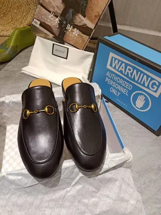 Gucci Horsebit 1955 Couro Preto Horsebit Dourado Mulas Mocassins 5
