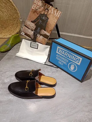Gucci Horsebit 1955 Couro Preto Horsebit Dourado Mulas Mocassins 9