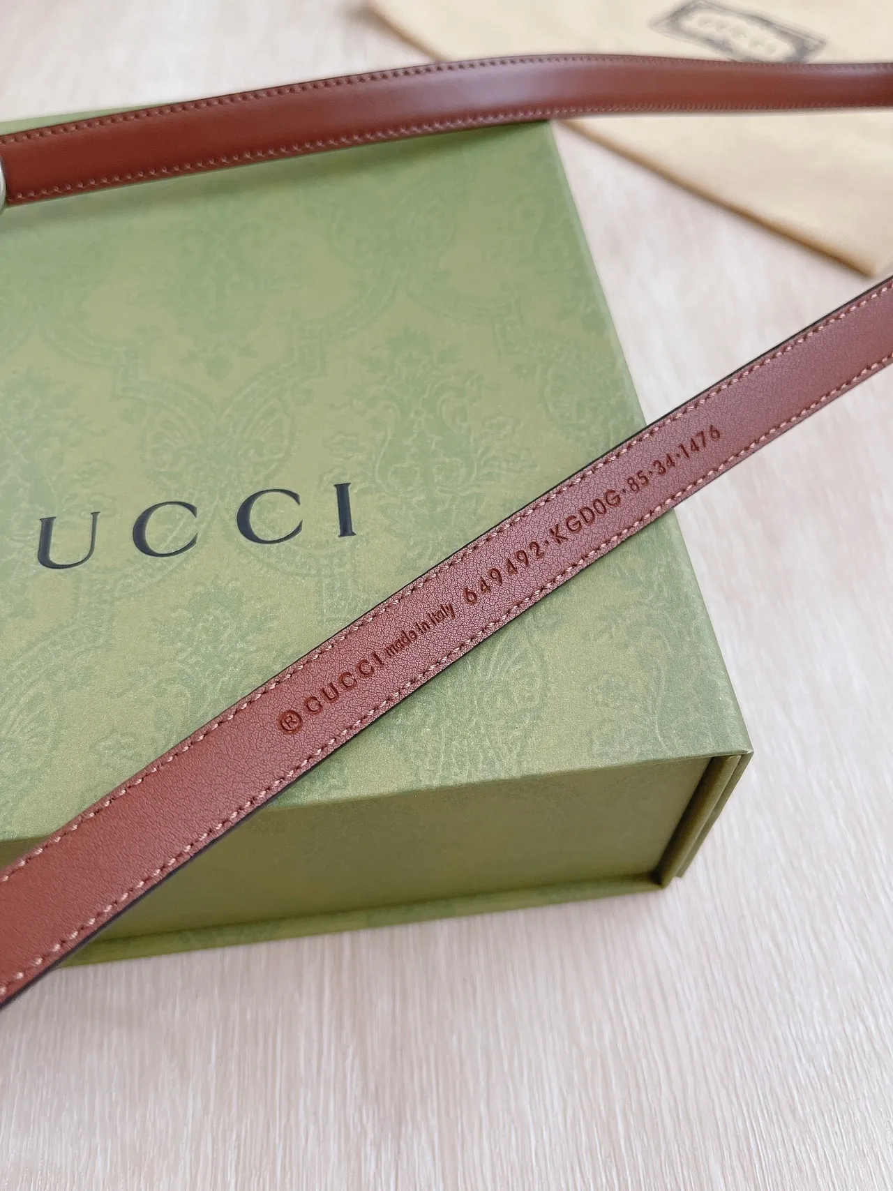 Gucci Horsebit 1955 Brown Silver Narrow Smooth Leather Belt 3