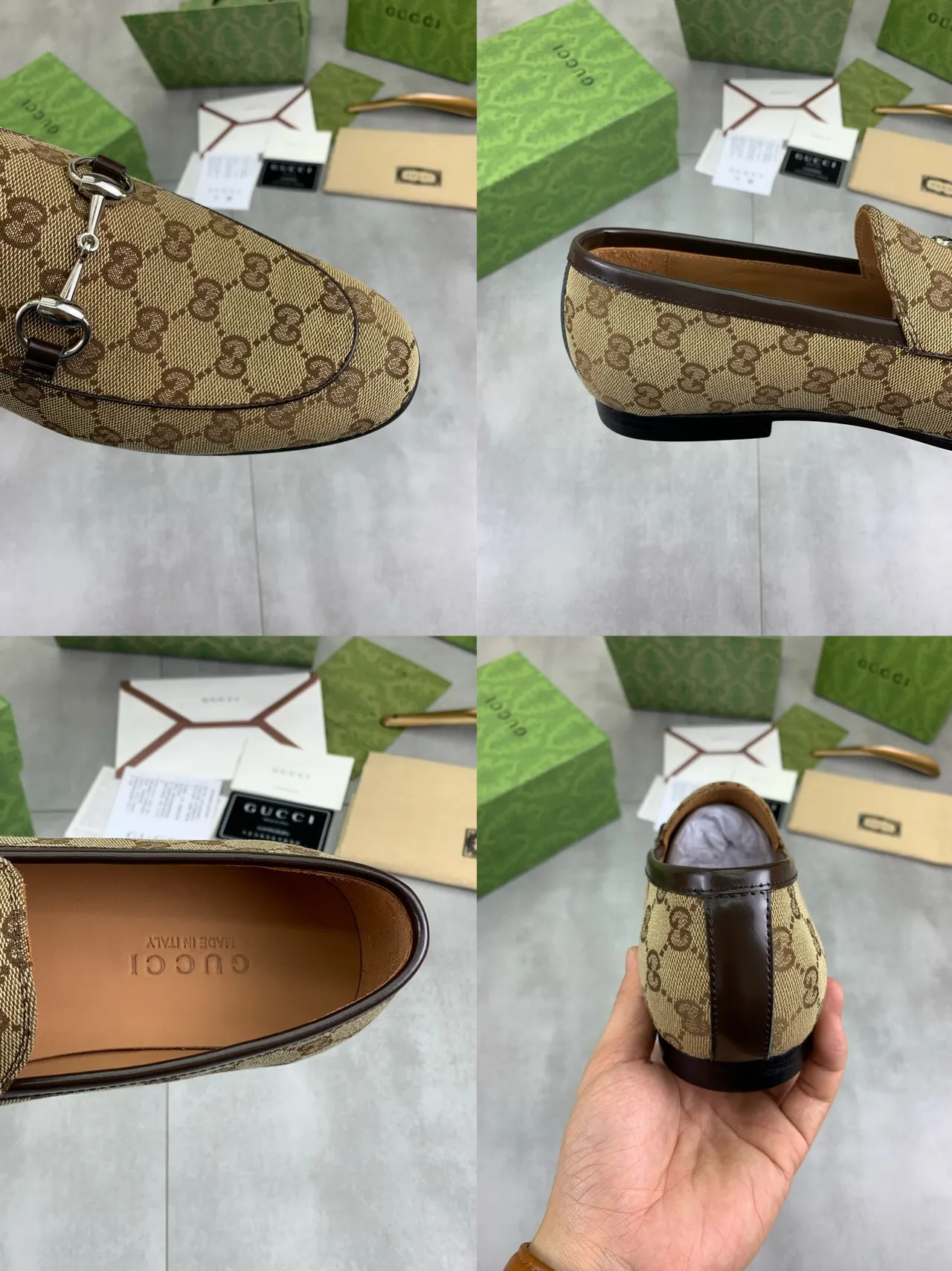 Gucci Horsebit 1955 loafers beige marron GG Monogram Canvas loafers 3