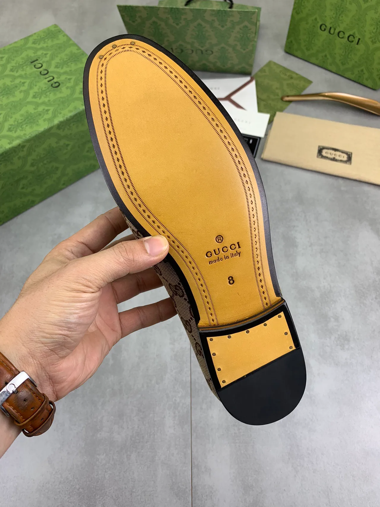 Gucci Horsebit 1955 loafers beige marron GG Monogram Canvas loafers 4