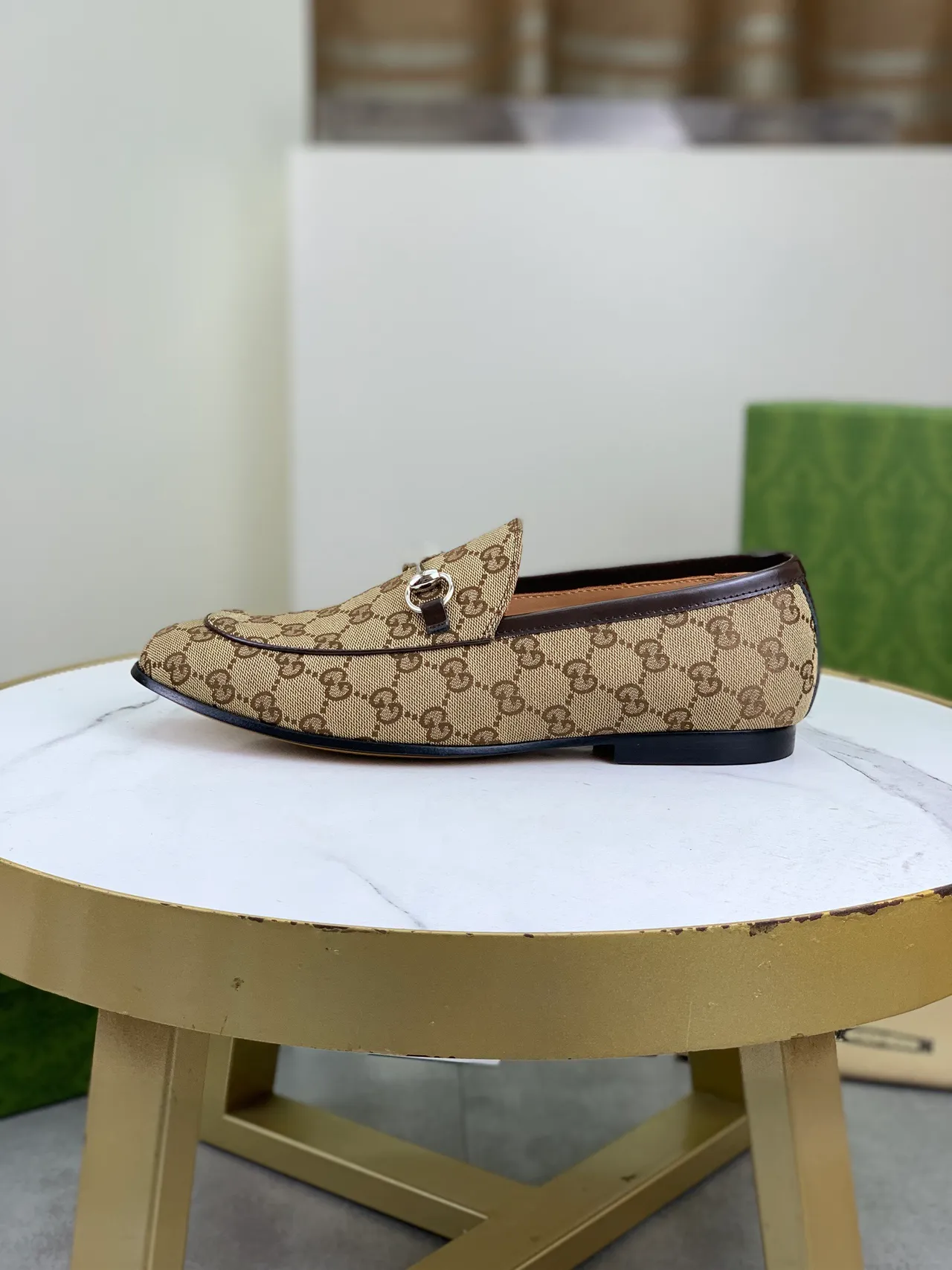 Gucci Horsebit 1955 loafers beige marron GG Monogram Canvas loafers 6