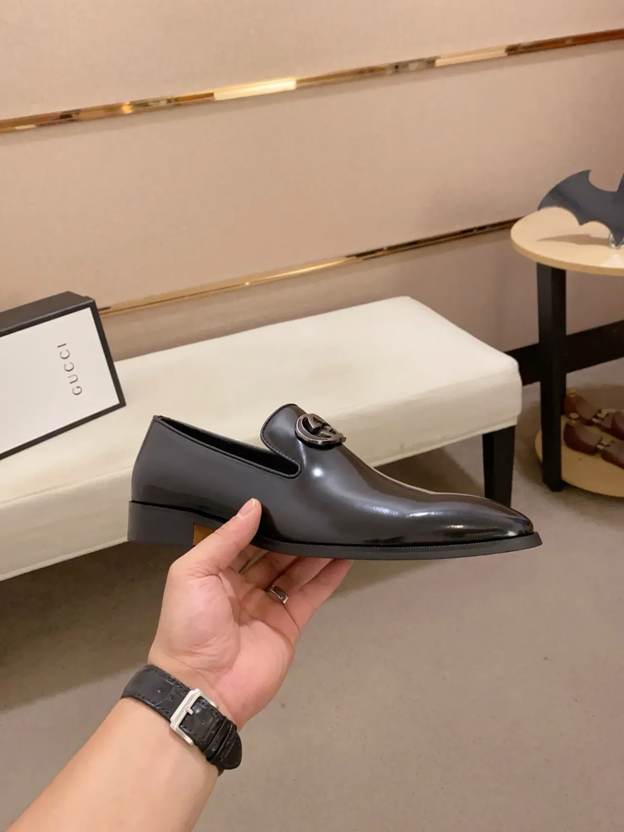 Gucci Horsebit 1955 Loafer Polished Black Leather Loafers 4