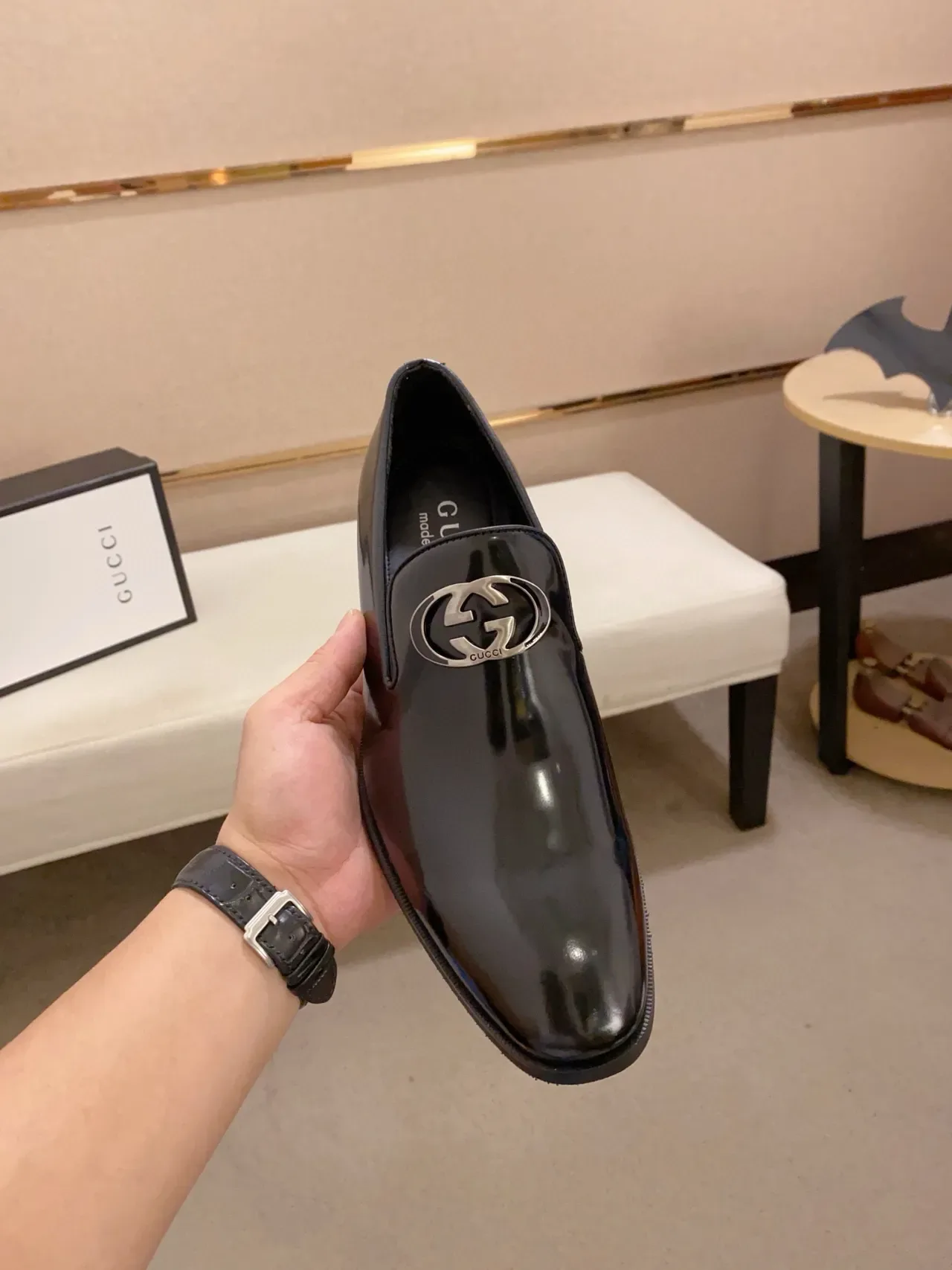Gucci Horsebit 1955 Loafer Polished Black Leather Loafers 5