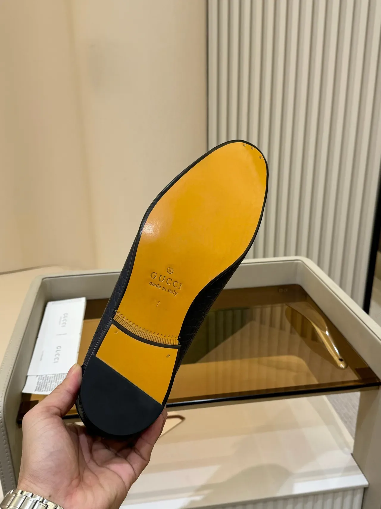 Gucci Horsebit 1955 Navy Croc-Embossed Leather Loafers 2