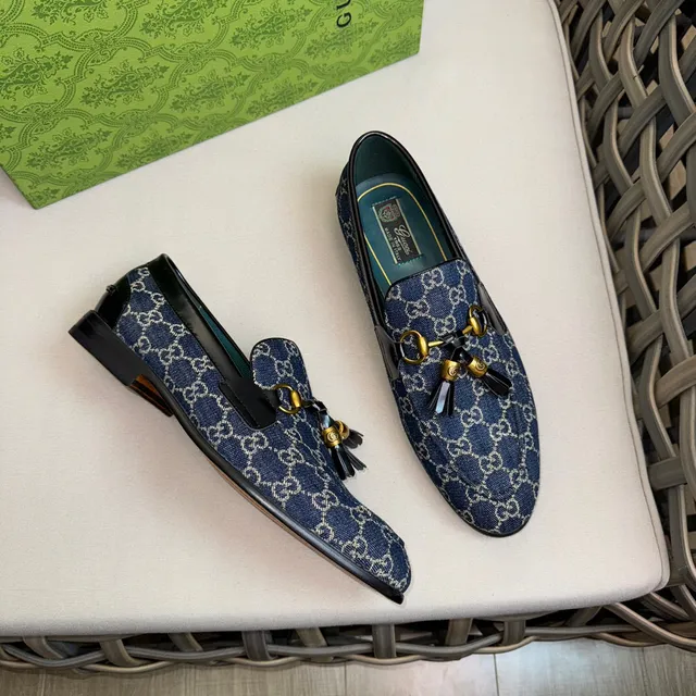 Gucci Horsebit 1955 Navy Denim GG Monogram Loafer 4