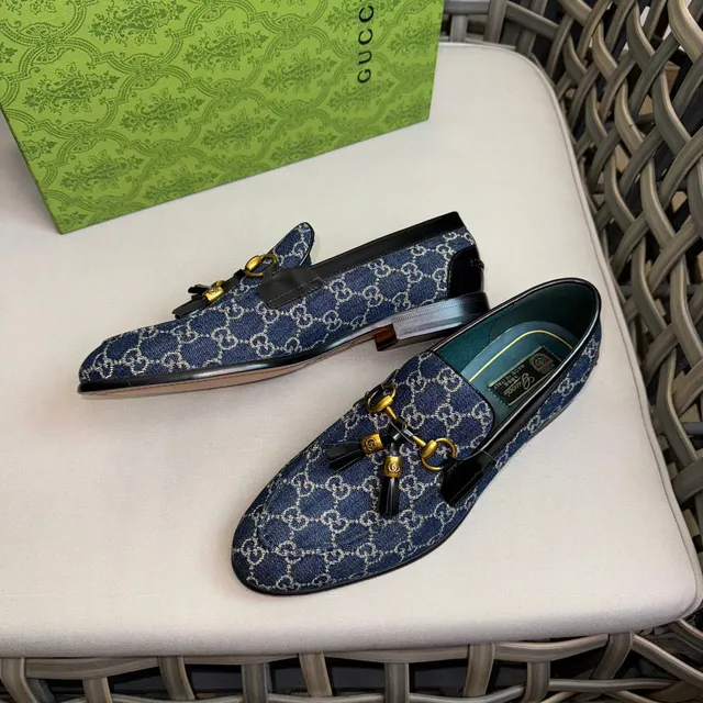Gucci Horsebit 1955 Navy Denim GG Monogram Loafer 5