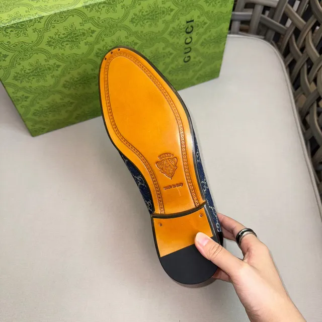 Gucci Horsebit 1955 Navy Denim GG Monogram Loafer 8