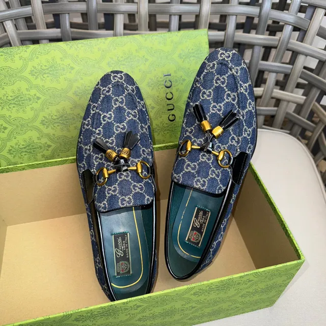 Gucci Horsebit 1955 Navy Denim GG Monogram Loafer 9