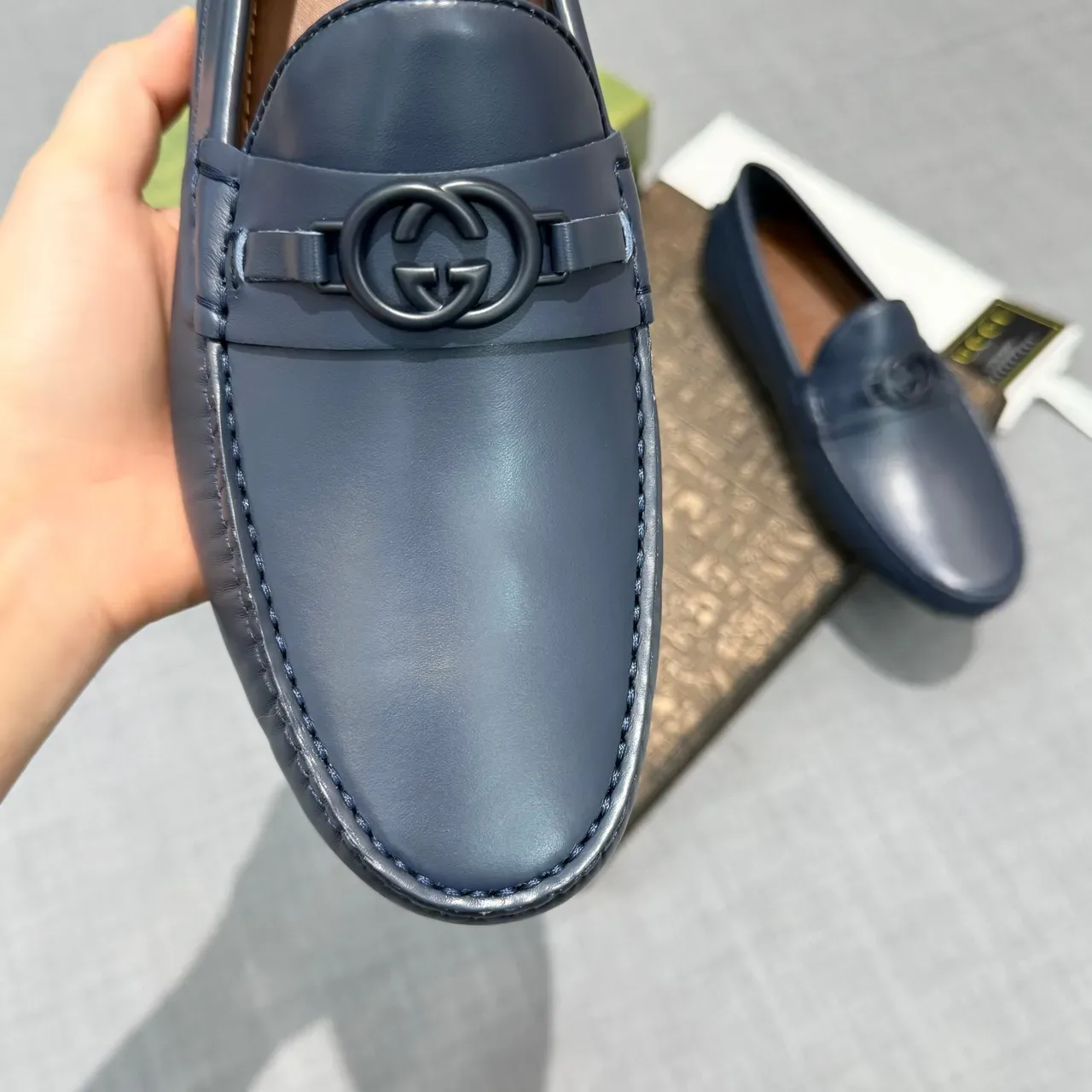 Gucci Horsebit 1955 Mocasines de Cuero Navy 3