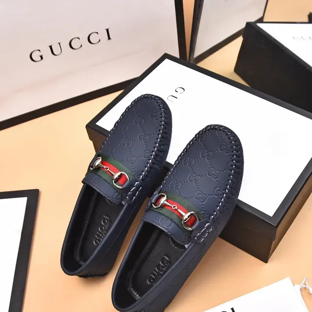 Mocasín Gucci Horsebit 1955 Navy Red Embossed GG Monogram Hebilla 8