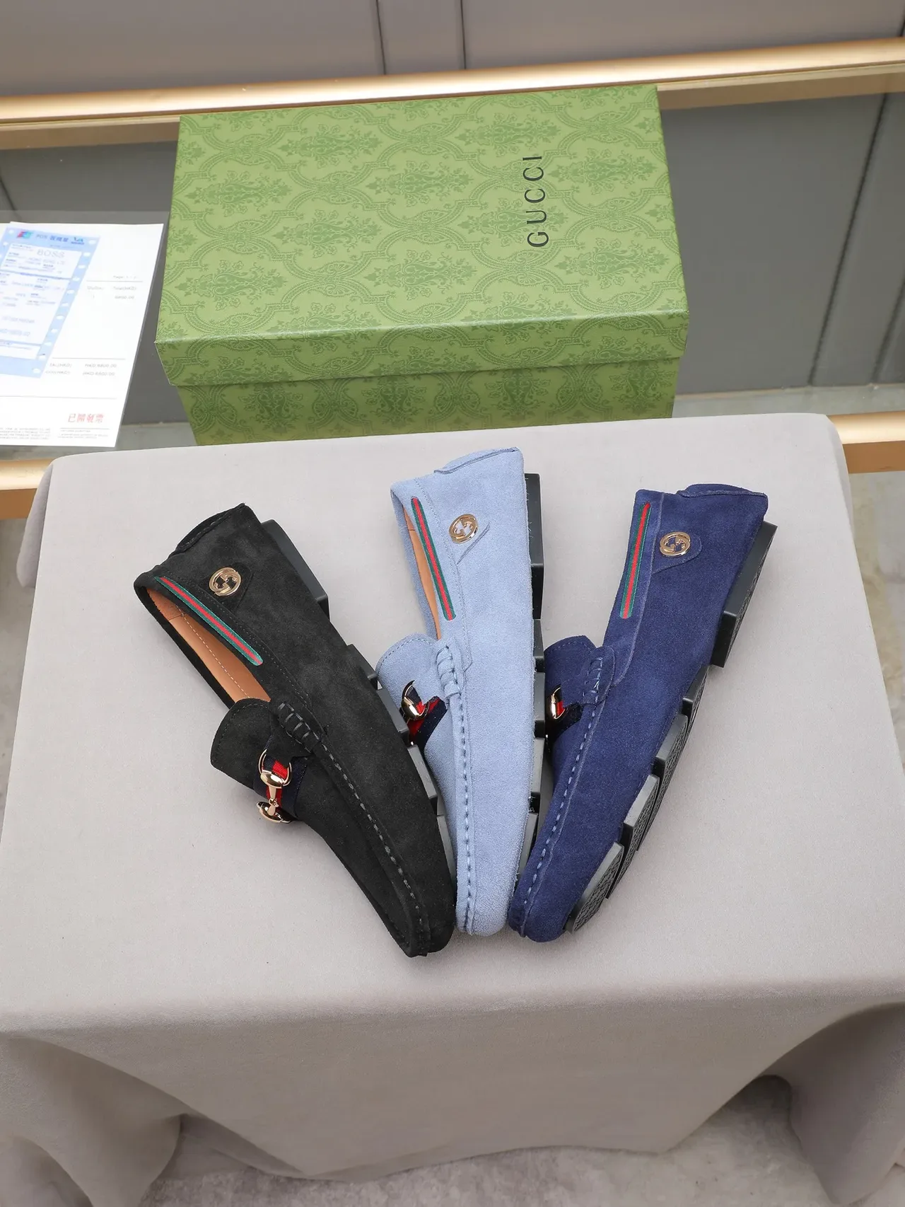 Gucci Horsebit 1955 Navy Suede Loafers 2