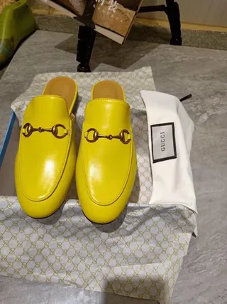 Gucci Horsebit 1955 Mocassins en Cuir Jaune Slip-On 7