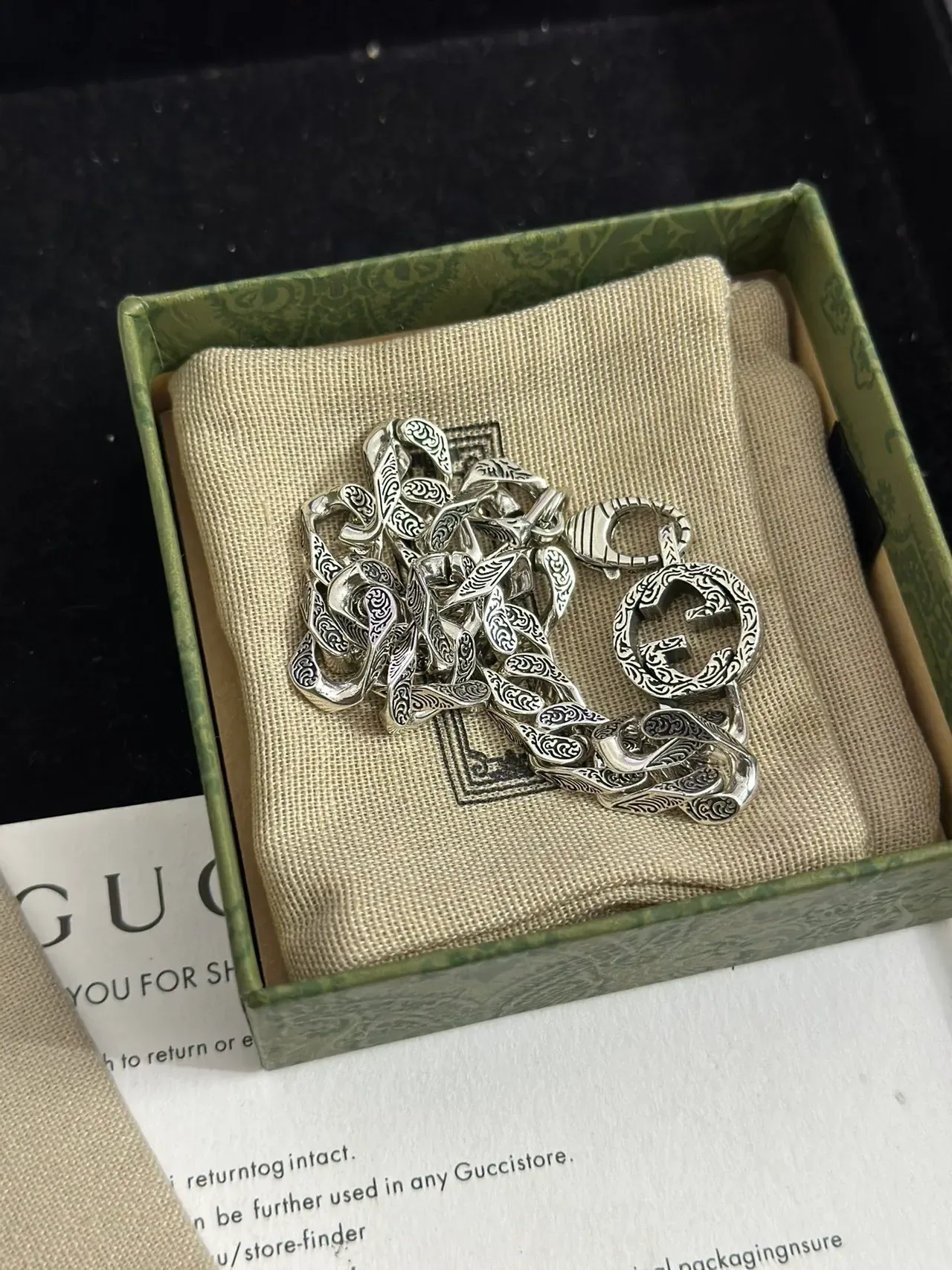 Gucci Icon Silver Ornate Scroll-Engraved Chunky Curb-Link Bracelet 4