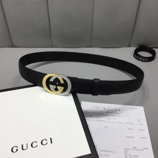 Gucci Interlocking G Belt Black Two-Tone Leather Belt