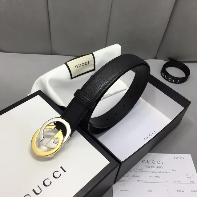 Gucci Interlocking G Belt Black Two-Tone Leather Belt 4