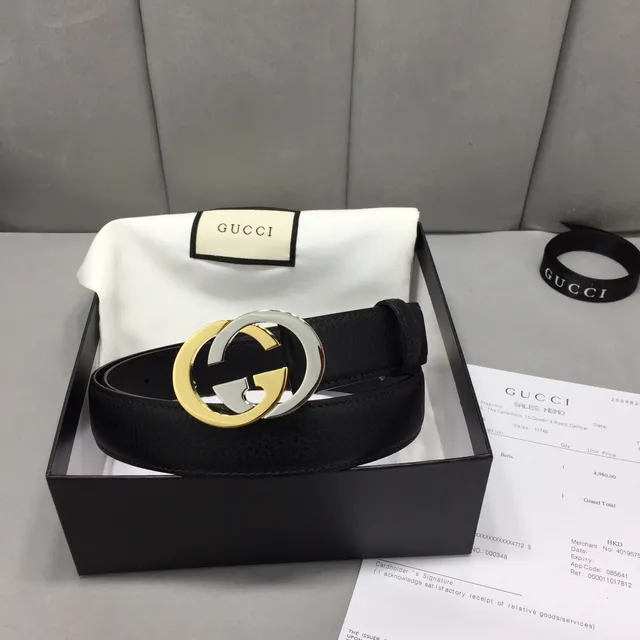 Gucci Interlocking G Belt Black Two-Tone Leather Belt 5