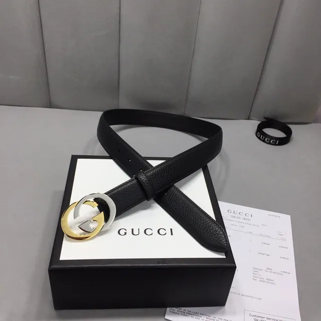 Gucci Interlocking G Belt Black Two-Tone Leather Belt 6